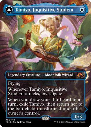 Tamiyo, Inquisitive Student // Tamiyo, Seasoned Scholar (MH3-443) - mythic (Borderless) - Foil