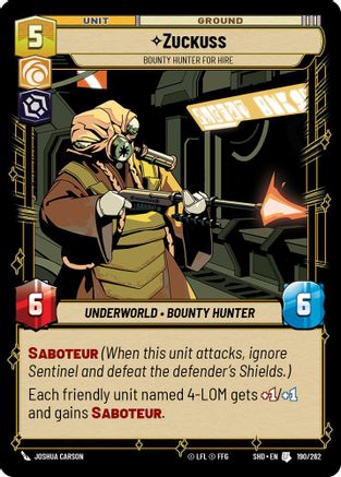 Zuckuss - Bounty Hunter for Hire (190/262) - SOTG - Uncommon - Foil