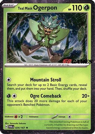 Teal Mask Ogerpon (Cosmos Holo) (EB Games Exclusive) (024/167) - MCP  - Rare - Holofoil
