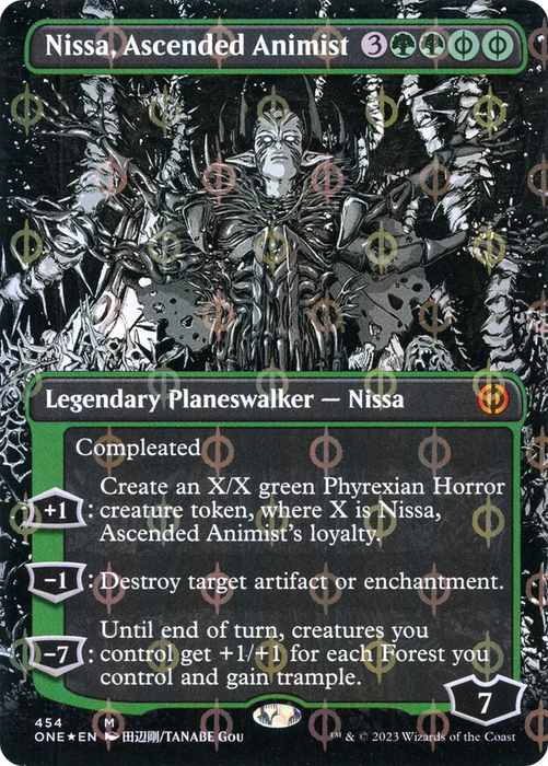 Nissa, Ascended Animist (ONE-454) - mythic: (Showcase) (Borderless) - Foil