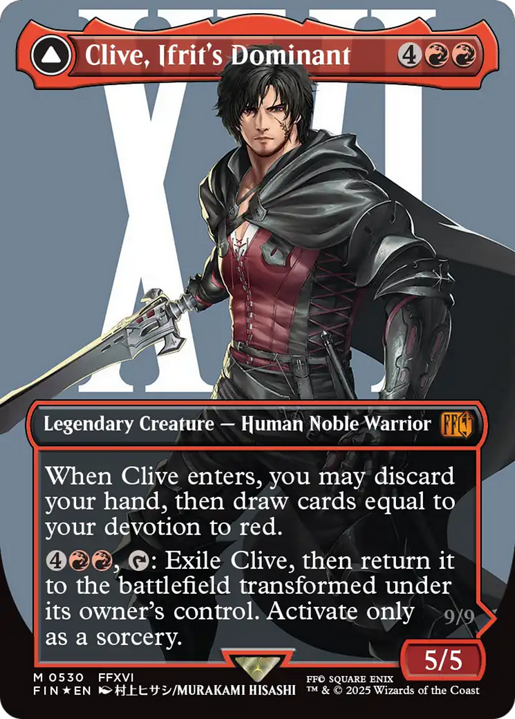 Clive, Ifrit's Dominant // Ifrit, Warden of Inferno (FIN-530) - mythic: (enchantment) (Borderless) - Foil