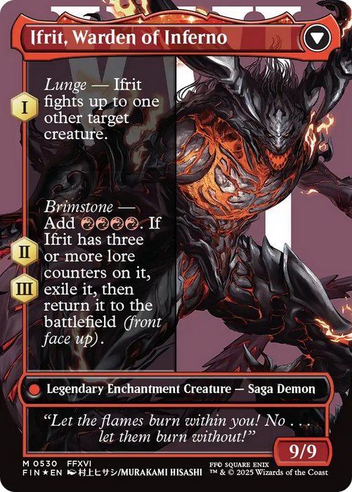 Clive, Ifrit's Dominant // Ifrit, Warden of Inferno (FIN-530) - mythic: (enchantment) (Borderless) - Foil