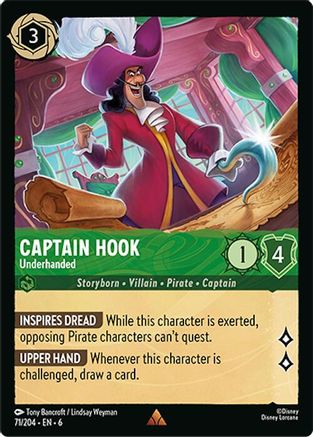 Captain Hook - Underhanded (71/204) - Rare - Cold Foil