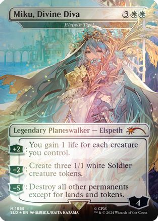 Miku, Divine Diva - Elspeth Tirel (Rainbow Foil) (SLD-1585) - mythic - Foil