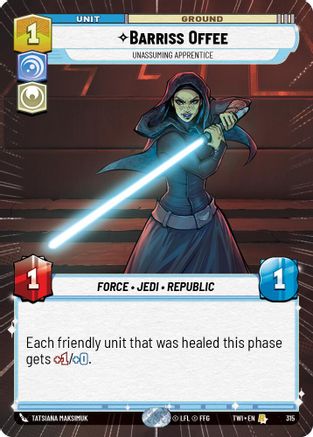 Barriss Offee - Unassuming Apprentice (Hyperspace) (315) - TOTR - Rare - Foil