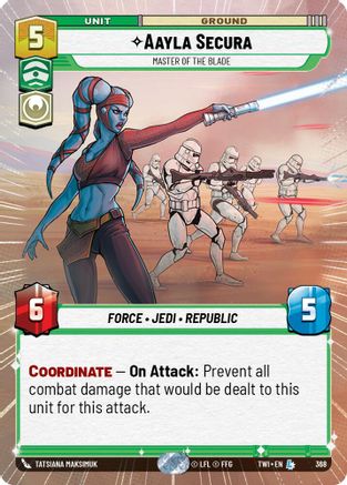 Aayla Secura - Master of the Blade (Hyperspace) (368) - TOTR - Legendary - Foil