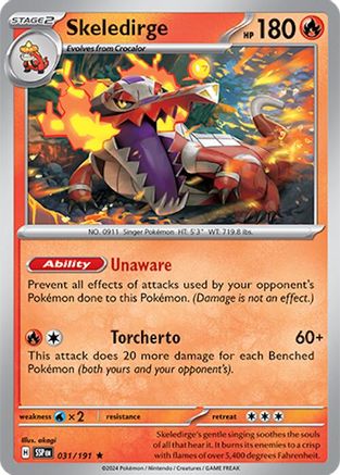 Skeledirge (031/191) - SSS  - Rare - Reverse Holofoil