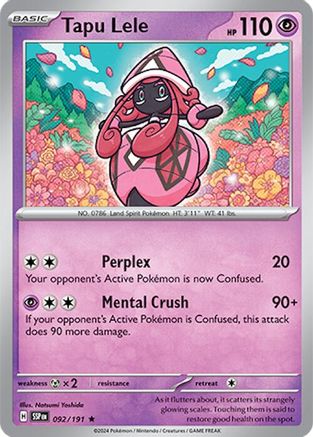Tapu Lele (092/191) - SSS  - Rare - Reverse Holofoil