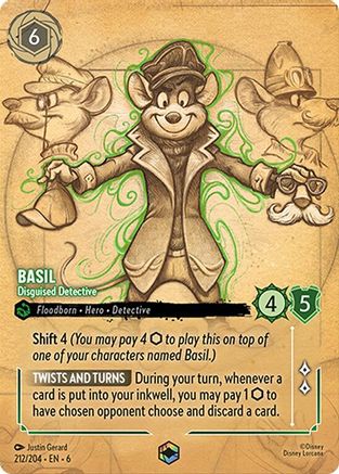Basil - Disguised Detective (Enchanted) (212/204) - Enchanted - Holofoil