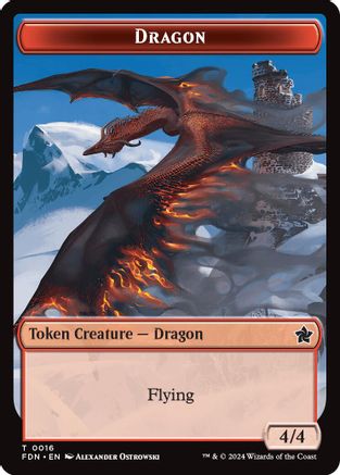 Dragon (0016) // Dragon (0017) Doubled-Sided Token (FDN-16 // 17) - token - Foil