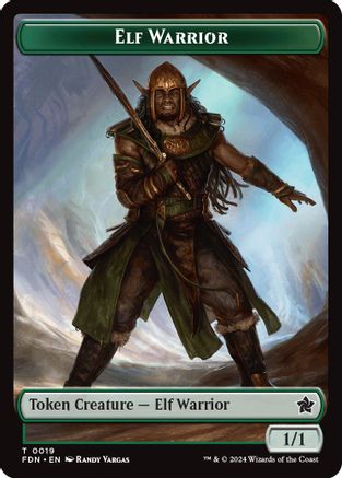Elf Warrior // Cat (001) Doubled-Sided Token (FDN-19 // 1) - token