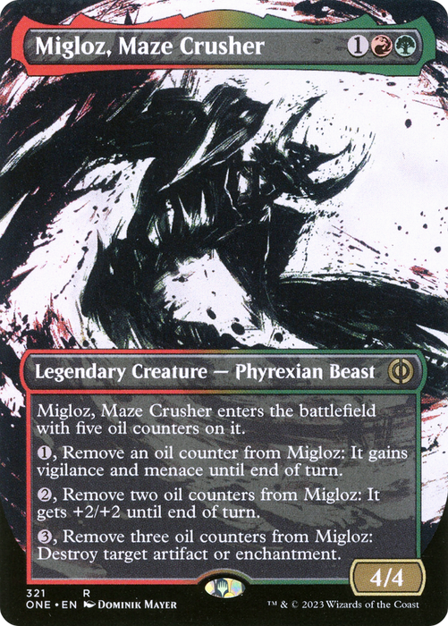 Migloz, Maze Crusher (ONE-321) - rare: (Showcase) (Borderless) - Foil
