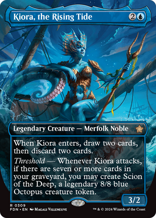 Kiora, the Rising Tide (FDN-309) - rare (Borderless) - Foil