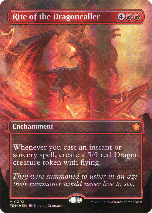 Rite of the Dragoncaller (FDN-393) - mythic (Borderless) - Foil