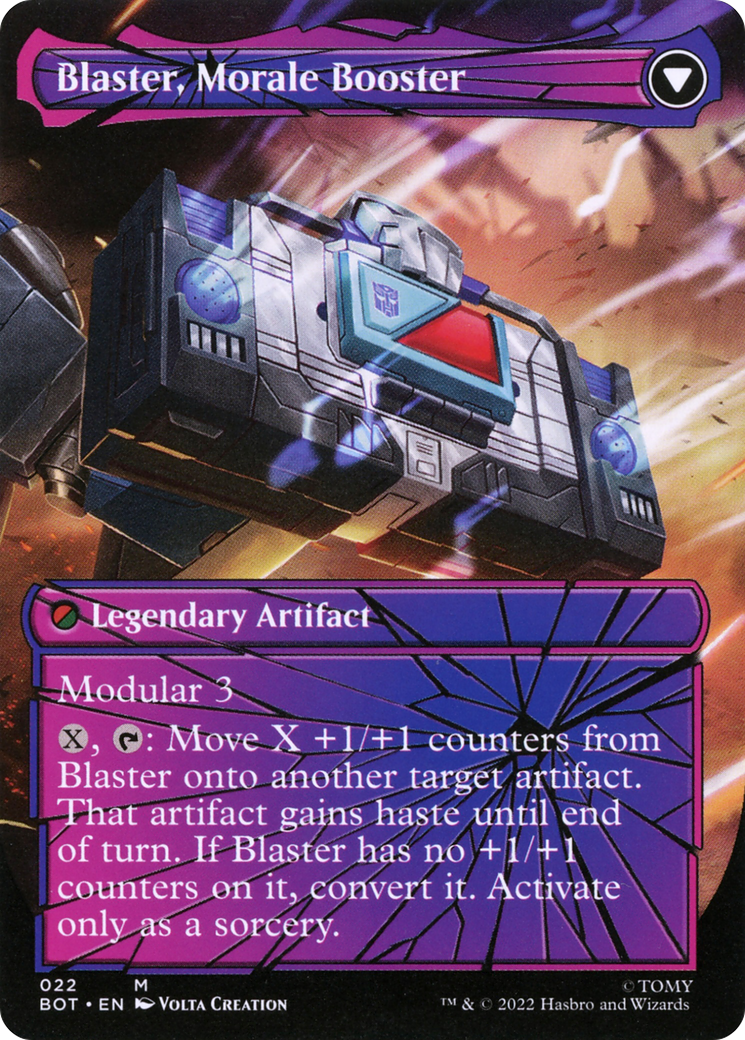 Blaster, Combat DJ // Blaster, Morale Booster (BOT-022) - mythic: (convertdfc, shatteredglass) (Borderless)