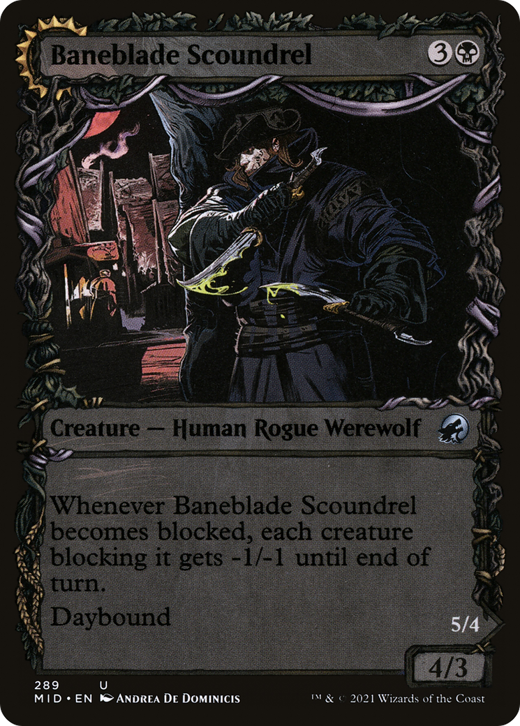 Baneblade Scoundrel // Baneclaw Marauder (MID-289) - uncommon: (Showcase, Double Faced Transform)