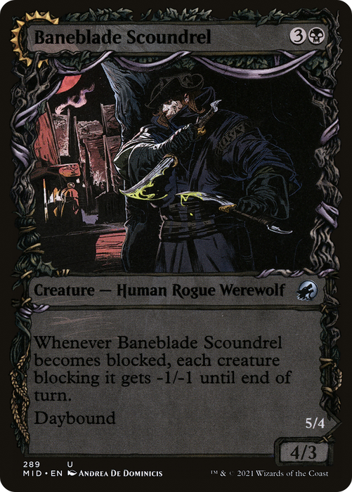Baneblade Scoundrel // Baneclaw Marauder (MID-289) - uncommon: (Showcase, Double Faced Transform) - Foil