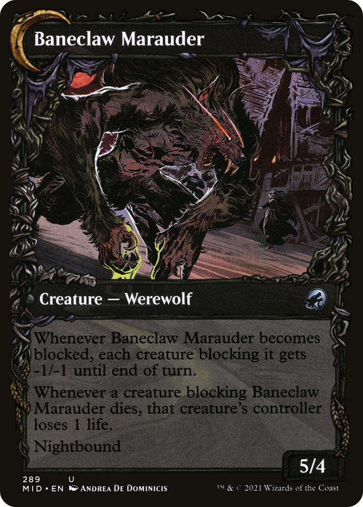 Baneblade Scoundrel // Baneclaw Marauder (MID-289) - uncommon: (Showcase, Double Faced Transform)