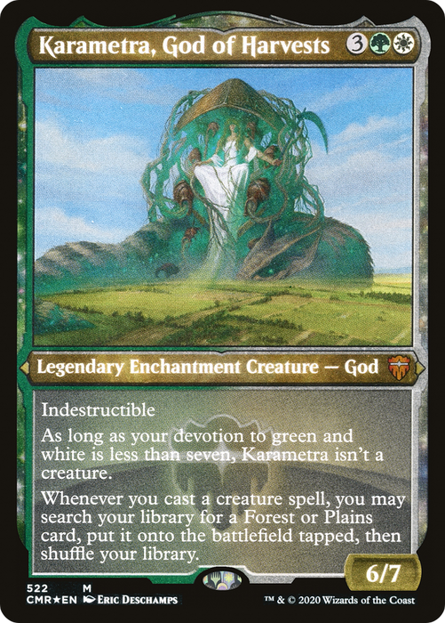 Karametra, God of Harvests (CMR-522) - mythic: (enchantment) - Etched Foil