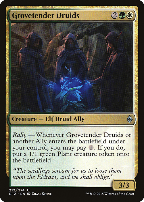 Grovetender Druids (BFZ-212) - uncommon - Foil