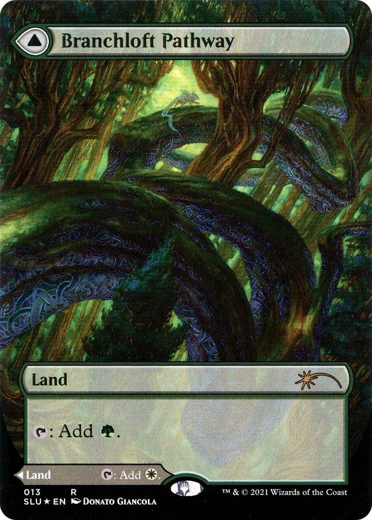 Branchloft Pathway // Boulderloft Pathway (SLU-013) - rare: (Showcase) (Borderless) - Foil