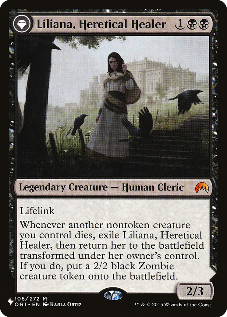 Liliana, Heretical Healer // Liliana, Defiant Necromancer (LIST-ORI-106) - mythic: (originpwdfc)