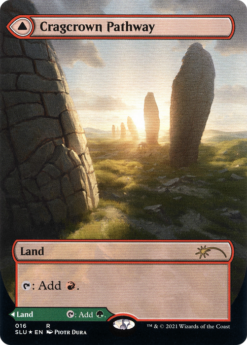 Cragcrown Pathway // Timbercrown Pathway (SLU-016) - rare: (Showcase) (Borderless) - Foil