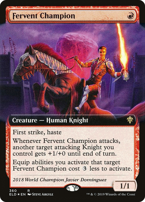 Fervent Champion (ELD-360) - rare: (Extended Art) - Foil
