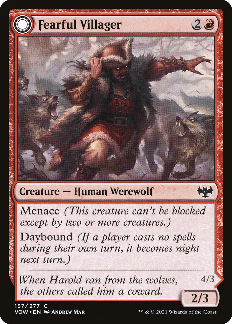 Fearful Villager // Fearsome Werewolf (VOW-157) - common: (Double Faced Transform)