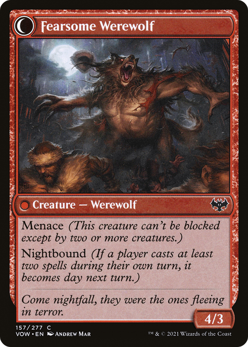 Fearful Villager // Fearsome Werewolf (VOW-157) - common: (Double Faced Transform) - Foil