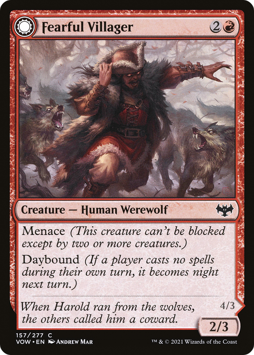 Fearful Villager // Fearsome Werewolf (VOW-157) - common: (Double Faced Transform) - Foil