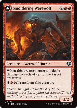 Smoldering Werewolf // Erupting Dreadwolf (INR-171) - uncommon - Foil