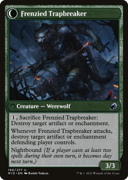 Outland Liberator // Frenzied Trapbreaker (MID-190) - uncommon: (Double Faced Transform) - Foil