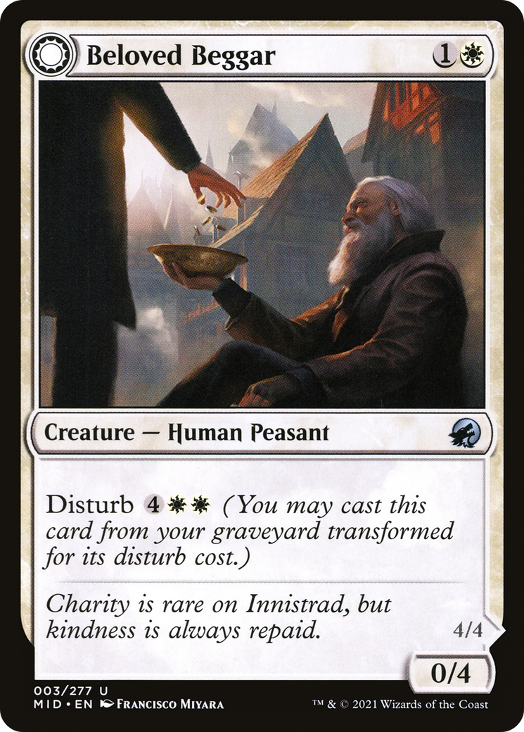 Beloved Beggar // Generous Soul (MID-003) - uncommon: (Double Faced Transform) - Foil