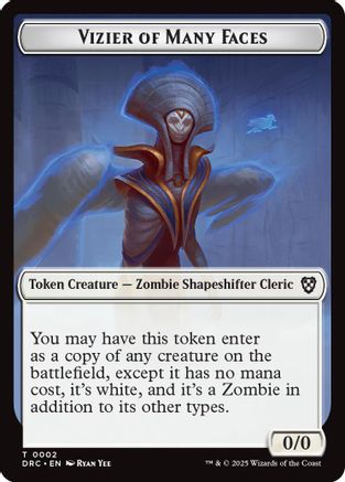 Vizier of Many Faces // Zombie (0003) Double-Sided Token (DRC-2 // 3) - token