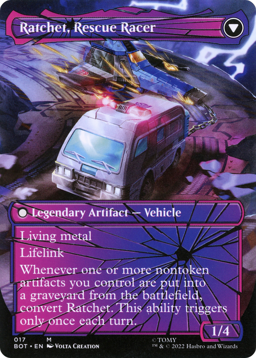 Ratchet, Field Medic // Ratchet, Rescue Racer (BOT-017) - mythic: (convertdfc, shatteredglass) (Borderless) - Foil