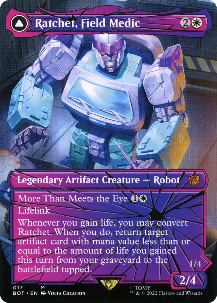 Ratchet, Field Medic // Ratchet, Rescue Racer (BOT-017) - mythic: (convertdfc, shatteredglass) (Borderless) - Foil