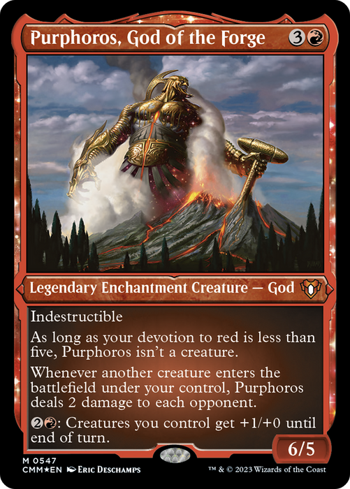 Purphoros, God of the Forge (CMM-547) - mythic: (enchantment) - Etched Foil