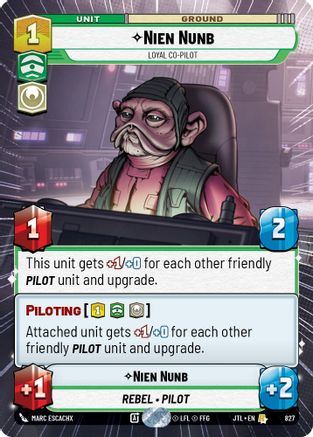 Nien Nunb - Loyal Co-Pilot (Hyperspace Foil) (827) - JTL - Rare - Foil