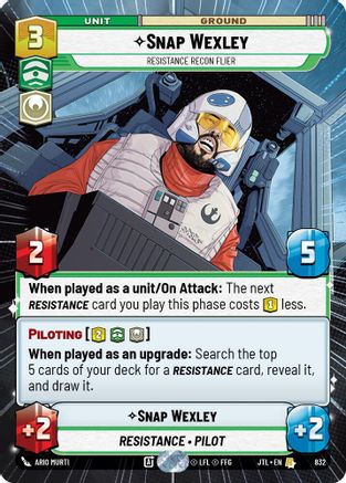 Snap Wexley - Resistance Recon Flier (Hyperspace Foil) (832) - JTL - Rare - Foil