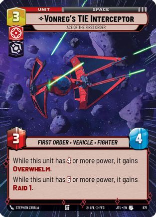 Vonreg's TIE Interceptor - Ace of the First Order (Hyperspace Foil) (871) - JTL - Uncommon - Foil