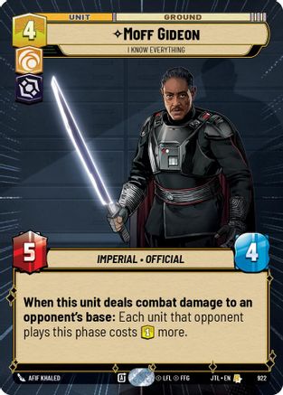Moff Gideon - I Know Everything (Hyperspace Foil) (922) - JTL - Rare - Foil