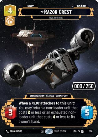 Razor Crest - Ride For Hire (Serialized) (1116) - JTL - Uncommon - Foil