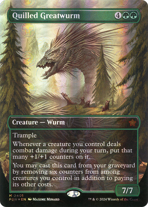 Quilled Greatwurm (FDN-401) - mythic (Borderless) - Foil