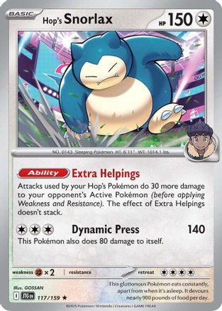Hop's Snorlax (117/159) - SJT  - Rare - Holofoil