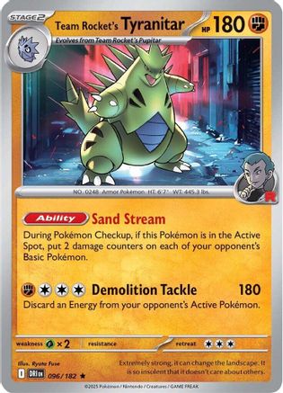 Team Rocket's Tyranitar (096) - SDR  - Rare - Reverse Holofoil