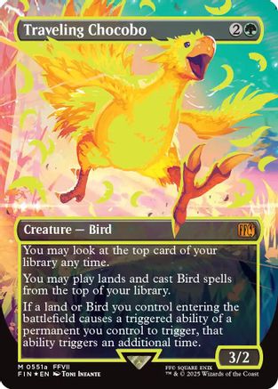 Traveling Chocobo (Borderless) (Neon Ink Yellow) (FIN-511A) - mythic - Foil