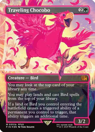 Traveling Chocobo (Borderless) (Neon Ink Pink) (FIN-511B) - mythic - Foil