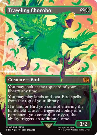 Traveling Chocobo (Borderless) (Neon Ink Green) (FIN-511D) - mythic - Foil