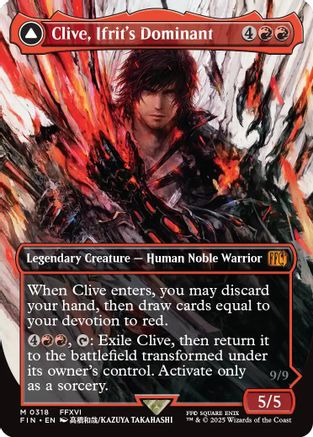 Clive, Ifrit's Dominant // Ifrit, Warden of Inferno (FIN-318) - mythic: (enchantment) (Borderless)